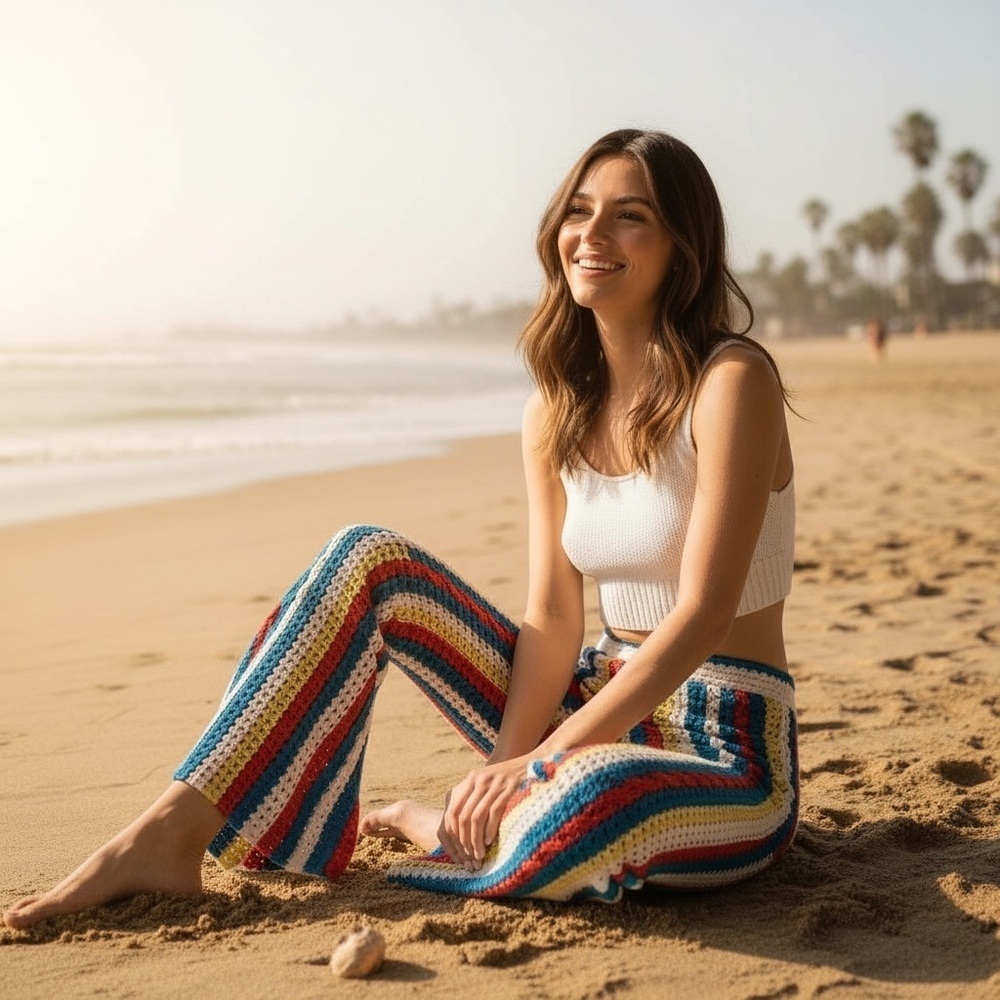 Solid & Striped colorful crochet knit Lola pants NWT $248 - Picture 2 of 12